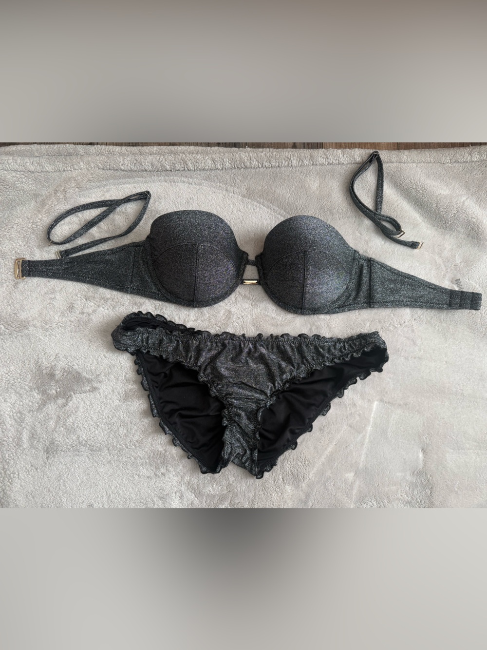 Victoria's Secret Metallic Black Two-Piece Bikini Set